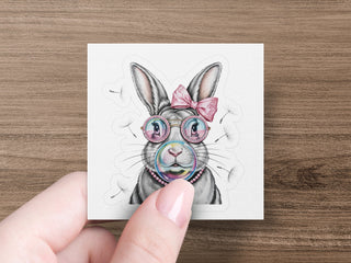 Cute Rabbit Art Print, Quirky Bunny with Glasses and Bow, Colorful Animal Wall Decor, Unique Gift Idea