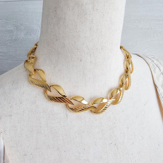 Vintage Trifari Gold Tone Link Necklace Heavy Choker