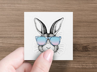 Cool Rabbit in Sunglasses Art Print, Hipster Bunny Wall Decor, Trendy Animal Illustration, Unique Home Decoration, Gift Idea