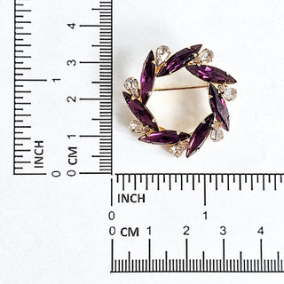 Vintage Star Art 12k Gold Filled Purple Clear Rhinestone Brooch Pin