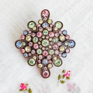 Joan Rivers Hidden Treasures Brooch Pastel Multicolored Rhinestones Vintage