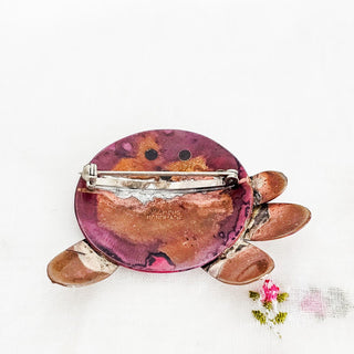 Vintage Southwestern Clemens Copper Handmade Mixed Metal Feather Brooch Pin