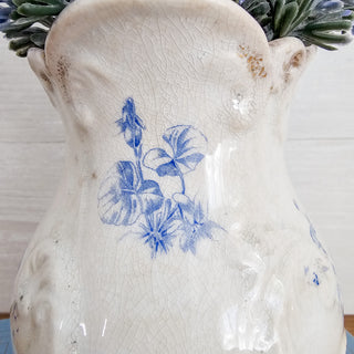 Antique Burroughs & Mountford Co. White Blue And Gold Floral Vase