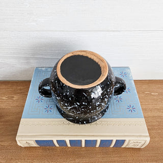 Vintage Ceramic Black and White Flower Pot Made in Estonia