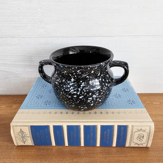 Vintage Ceramic Black and White Flower Pot Made in Estonia