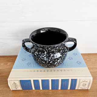 Vintage Ceramic Black and White Flower Pot Made in Estonia
