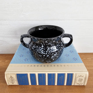 Vintage Ceramic Black and White Flower Pot Made in Estonia