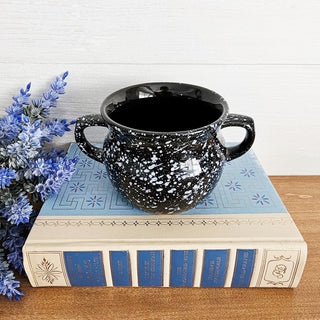 Vintage Ceramic Black and White Flower Pot Made in Estonia