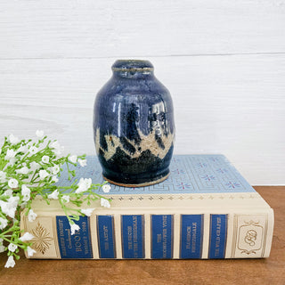 Vintage Blue and Beige Studio Pottery Bud Vase