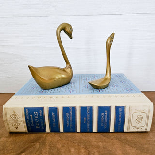 Set of Two Vintage Brass Swan Figurines