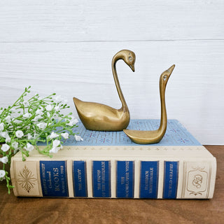 Set of Two Vintage Brass Swan Figurines