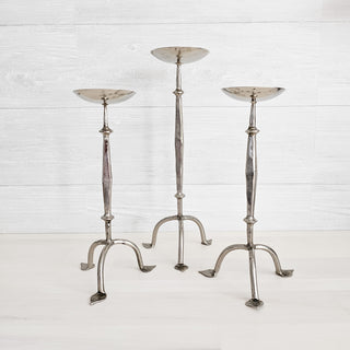 Set of Three Vintage Cast Aluminum Candle Holders