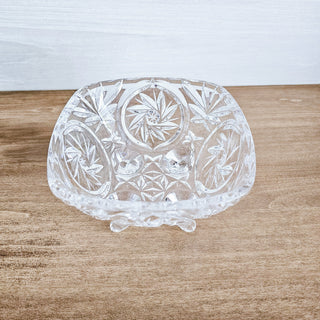 Vintage Lausitzer Glass 24% Lead Crystal Footed Candy Dish & Lid Germany