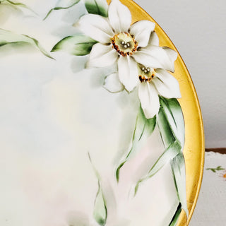 Antique D & C Limoges Plate Hand Painted Gilded Floral France Delinières & Cie