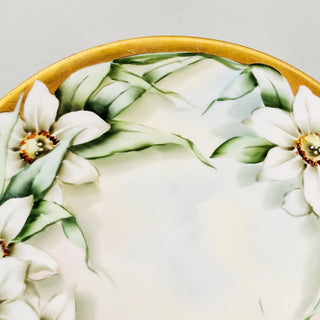 Antique D & C Limoges Plate Hand Painted Gilded Floral France Delinières & Cie