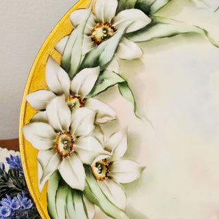 Antique D & C Limoges Plate Hand Painted Gilded Floral France Delinières & Cie