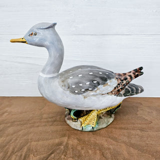 Vintage Hand Painted Ceramic Duck Water Bird Statue Figurine Gray Brown 7.5"