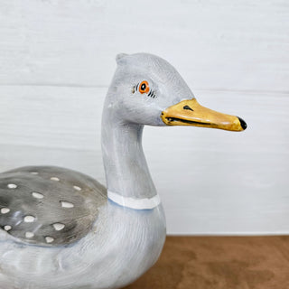 Vintage Hand Painted Ceramic Duck Water Bird Statue Figurine Gray Brown 7.5"