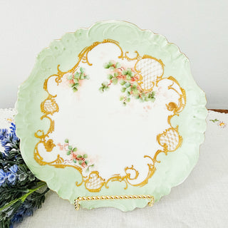 VTG J.P.L France Jean Pouyat Limoges Green & Gold  8.6" Plate Signed
