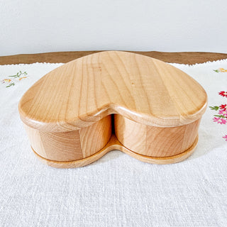 Heart Design Maple Wood Keepsake Box Vintage