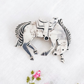 Vintage Sterling Silver Horse Brooch