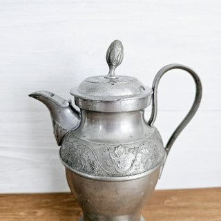 JG Gunzler Antique Pewter 1868 German Bavaria Teapot Coffee Pitcher Stein Grape Leaves