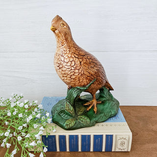 Vintage Large Holland Mold Ceramic Quail Figurine Brown and Green Mid Century Modern Decor