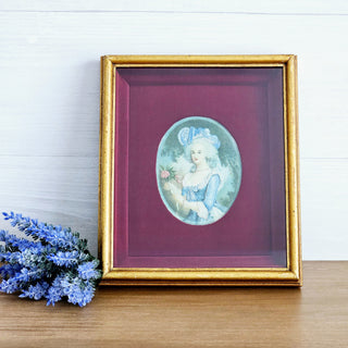 Vtg Marie Antoinette Needlepoint Gold Framed Wall Art