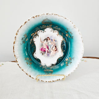 Royal Bavarian Germany PMB Teal Blue And Gold Zeus & Herra 8.2” Bowl