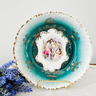 Royal Bavarian Germany PMB Teal Blue And Gold Zeus & Herra 8.2” Bowl