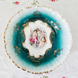 Royal Bavarian Germany PMB Teal Blue And Gold Zeus & Herra 8.2” Bowl