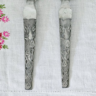 David Andersen Salad Spoon Fork Set Stopt Tinn Oseberg Pewter Norway T280 & T281