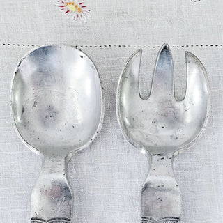 David Andersen Salad Spoon Fork Set Stopt Tinn Oseberg Pewter Norway T280 & T281