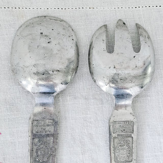 David Andersen Salad Spoon Fork Set Stopt Tinn Oseberg Pewter Norway T280 & T281