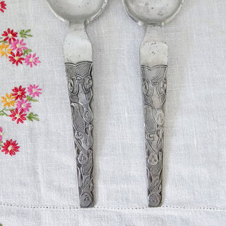 David Andersen Salad Spoon Fork Set Stopt Tinn Oseberg Pewter Norway T280 & T281