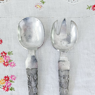 David Andersen Salad Spoon Fork Set Stopt Tinn Oseberg Pewter Norway T280 & T281