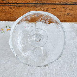Vintage Heisey Glass Orchid Etched Seahorse Handled Covered Footed Candy Dish
