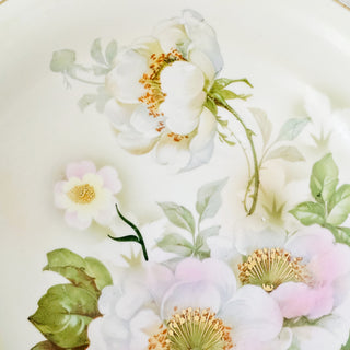 Vintage Leuchtenburg Germany Serving Bowl Gold Pink & White Peonies Hand Painted