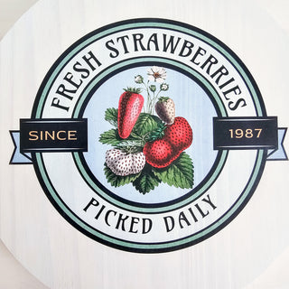 Round Strawberry Farmhouse Handmade Wooden Sign