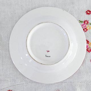 Vintage French Warming Plate Bowl With Lid Nautical Design Strawberry Floral