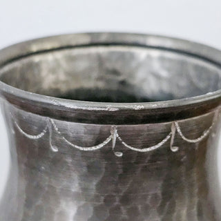 JAMTSLÖJD Olle Olsson Pewter Vase 1966 Swedish Hand Hammered Pewter Vase with Engraved Leaf Pattern, Scandinavian Decor, Skandi Nordic Decor