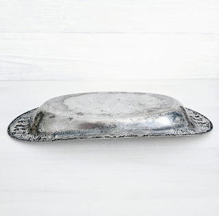 Vintage Pewter Bread Serving Tray Plate