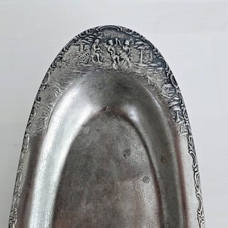 Vintage Pewter Bread Serving Tray Plate