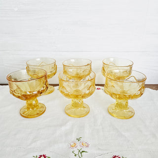 Set of 6 Franciscan Tiffin Yellow Cabaret Lotus Champagne Dessert Glasses