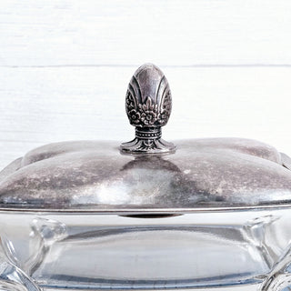 Vintage Silver Plated 1847 Rogers Brothers Glass Candy Dish With Lid Trinket Box