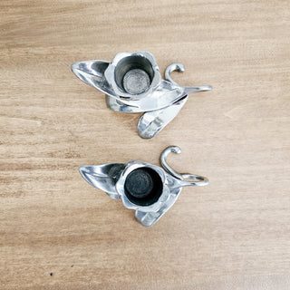 Seagull Pewter Set of 2 Candlestick Holders Floral Tulip Rose