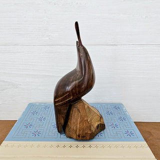 Vintage Wooden Hand Carved Quail Figurine Mid-Century Modern