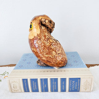 Vintage Hand Carved Wooden Owl Figurine