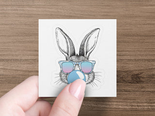 Cute Rabbit Art Print, Hipster Bunny with Glasses, Modern Animal Wall Decor, Quirky Home Decoration, Unique Illustration Gift Idea