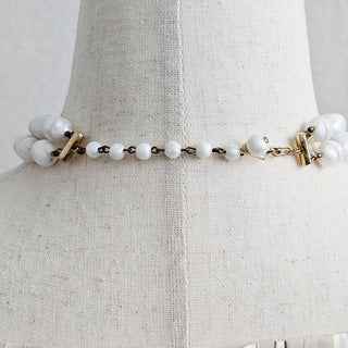 Vintage 1950’a Trifari 2 Strand White Faux Baroque Pearl 14” Choker Necklace